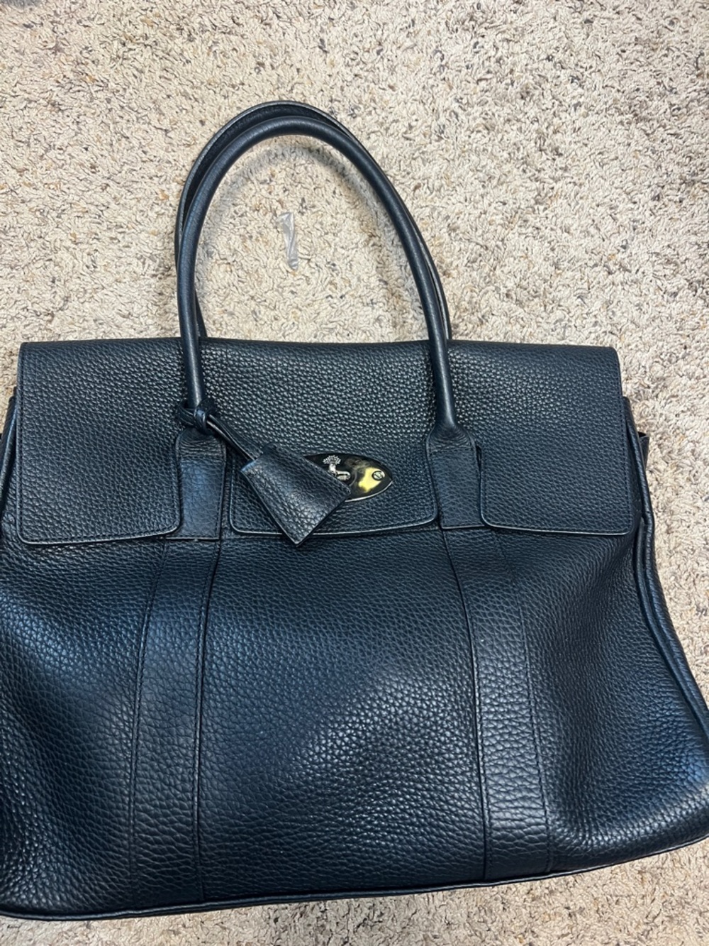 Structured Black Pebbled Leather Tote